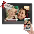 Produktbild: Digitaler Bilderrahmen 10,1 Zoll mit WLAN – Frameo Digital Photo Frame mit Touchscreen & 16 GB Speicher – Elektrischer Fotorahmen mit App-Steuerung, USB & SD, Bilderrahmen Digital & Schwarz