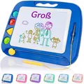 Produktbild: SGILE Große Magnetische Maltafel Zaubertafel Kinder, 42×32 cm Magnet Magnettafel mit 4 Stempeln, Kreatives Spielzeug ab 2 Jahren, Geschenk für Jungen & Mädchen 1 2 3 4 Jahre, Blau