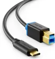 Produktbild: deleyCON 0,5m USB 3.0 Druckerkabel Scannerkabel - Stecker Typ 3.1 - USB C auf USB B - 5 Gbit/s Datenkabel für z.B. Computer Drucker Externe Festplatte - Schwarz