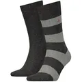 Produktbild: TOMMY HILFIGER Herren Socken - Rugby Sock, Strümpfe, Streifen, uni/gestreift, Vorteilspack Grau 43-46 12 PAAR