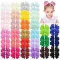 Produktbild: 60pcs 3 Zoll Baby Mädchen Haarschleifen Krokodilklemmen Grosgrain Band Windrad Haarspangen für Babys Kinder Kleinkinder Teenager Geschenke in Paaren