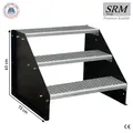 Produktbild: 3 Stufen Standtreppe Modell 1 freistehend Schwarz Treppe Stahltreppe Breite 80 cm Höhe 63 cm ohne Geländer