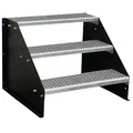 Produktbild: 3 Stufen Standtreppe Stahltreppe freistehend Breite 80cm Höhe 63cm Schwarz/Robuste Außentreppe/Stabile Industrietreppe für den Außenbereich