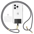 Produktbild: NALIA HoldMe Air Universal-Kette mit Pad, Band für Handy-Hülle zum Umhängen, Karabinerhaken aus Metall (gold), Schlüsselband Umhängeband 160 CM, Crossbody Lanyard mit Schlaufe, Farbe:Dunkelgrau