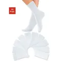 Produktbild: Freizeitsocken H.I.S, Herren, Gr. 35-38, weiß (10x weiß), Obermaterial: 76% Baumwolle, 23% Polyamid, 1% Elasthan, unifarben, elastisch, Socken, mit weichen Rippbündchen