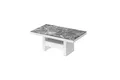 Produktbild: designimpex Couchtisch HLU-111 Marmor dunkel Hochglanz - Weiß Hochglanz höhenverstellbar, Funktionstisch, Wohnzimmertisch, Tisch, Esstisch, Sofatisch, Schublade