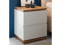 Produktbild: MCA furniture Nachtkonsole m. 2 SK, Weiß matt, Ober- und Unterboden Massivholz Eiche geölt