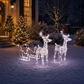 Produktbild: LED Rentier Schlitten Set Weihnachtsdeko Außen 160 LEDs Warmweiß 3er Set