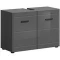 Produktbild: Mid.you Waschbeckenunterschrank Soft, Grau Hochglanz, Holzwerkstoff, 1 Fächer, 80x56x34 cm, Badezimmer, Badezimmerschränke, Waschbeckenunterschränke