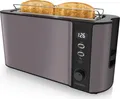 Produktbild: Arendo Toaster 2 Scheiben, Langschlitztoaster, Langschlitz, Edelstahl, 1000W, Display mit Restzeitanzeige, Brötchenaufsatz, Defrost Funktion, Wärmeisolierendes Gehäuse, Grau-Rose