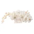 Produktbild: FRCOLOR Haarschmuck Hochzeit Braut, Perlen Haarspange Mit Strass Blättern Und Blumen, Ideal Für Hochzeit, Verlobung, Party