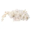 Produktbild: Haarschmuck Weiß Braut Perlen Haarspange Mit Strass Blumen Haarkamm Für Hochz...