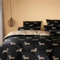 Produktbild: elegante Mako-Satin-Kissenbezug einzeln Dogs Farbe Schwarz-Beige Größe 80x80