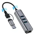 Produktbild: Reagle USB-C auf 2,5G Ethernet Adapter, 2.5Gbps LAN RJ45, 3X USB 3.2 Gen1, HUB 4in1 Netzwerkadapter für MacBook, iPad Pro, Dell XPS, Surface, Windows & Android