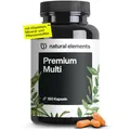 Produktbild: natural elements Premium Multivitamin – 180 hochdosierte Komplex-Kapseln – wertvolle Vitamine A-Z – Premium-Rohstoffe – mit Bioaktiv-Formen – ohne unnötige Zusätze – laborgeprüfte Qualität