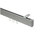 Produktbild: INTERDECO Gardinenstange Smartline Paxo, 1-läufig, 14x35 mm, eckig, Deckenmontage, Edelstahl-Optik / Chrom silberfarben 120 cm