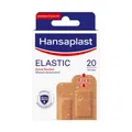 Produktbild: Hansaplast Elastic Pflaster (20 Strips), Wundpflaster für Gelenke und viel bewegte Körperstellen, flexibles Verbandsmaterial mit extra starker Klebkraft