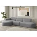 Produktbild: Ecksofa Designersofa PALMA in Stoff Opera Velvet Grau Ottomane Links - Grau