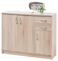Produktbild: Kommode Sideboard Highboard Schrank Anrichte mit Türen Schubladen Eiche Sonoma