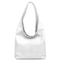 Produktbild: OBC Made in Italy Damen Leder Tasche Shopper Schultertasche Umhängetasche Handtasche Beuteltasche Hobo Bag Ledertasche Nappaleder (Weiß)