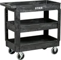 Produktbild: STIER Kunststoff-Vielzweckwagen, 3 Etagen, 250kg Tragkraft, 87x43x85cm, 2 Feststeller, Montagewagen, Werkzeugwagen, Rollwagen robust, tool cart, Mehrzweckwagen