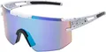 Produktbild: Uni Sonnenbrille 80er Fahrradbrille Sport Brille Retro verspiegelt Grün/Blau/Lila-Weiß