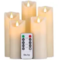 Produktbild: Da by LED Kerzen, flammenlose Kerze 300 Stunden Batterie Dekorative Kerze 5er Set (13cm, 14cm, 16cm, 18cm, 20cm).Die echt blinkende LED-Flamme ist aus Beige Echtwachs gefertigt
