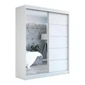 Produktbild: A&J MöbelLand Schwebetürenschrank GAPI Kleiderschrank 2-türig mit Spiegel, Garderobe 160 cm (Weiß/weiß/weiß)