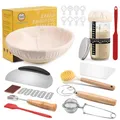 Produktbild: Clheatky Sauerteig Starter Set, 11-teilig Gärkorb Brot, Gärkörbchen Rund 23cm, Komplettset Brot Backen Zubehör, Brotbacken Startver Set Großes Geschenk für Anfänger, Erfahrener Bäcker