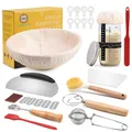 Produktbild: Sauerteig Starter Set 11 teilig Gärkorb Brot Gärkörbchen Rund 23cm Komplettset