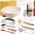 Produktbild: Sauerteig Starter Set, 11-teilig Gärkorb Brot, Gärkörbchen Rund 23cm, Ko