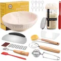 Produktbild: Sauerteig Starter Set, 11-teilig Gärkorb Brot, Gärkörbchen Rund 23cm, Komplet...