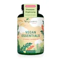 Produktbild: Vegan Essentials Vitaminkomplex | Vitamine A, B12, B2, D3 + K2, Folat, Eisen, Selen, Jod, Calcium | Hochdosiert und Bioverfügbar | Laborgeprüft | Ohne Zusatzstoffe | Deutsche Produktion von Vegavero