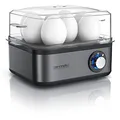 Produktbild: Arendo - Eierkocher Edelstahl für 1 bis 8 Eier - Egg Cooker - 500 W – Kontroll Leuchte – Drehregler für drei Härtegrade - spülmaschinengeeignet | Cool Grey
