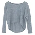 Produktbild: GURU SHOP Kurzer Pullover, Boho Feinstrick Shirt - Blau, Damen, Size:XL