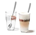 Produktbild: Leonardo Becher Solo vierteilig Kaffeeglas Latte Macchiato stapelbar Aufdruck