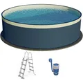 Produktbild: Stahlwandpool Set (3-teilig) hoch rund 350 x 90 cm, Stahl 0,3 mm anthrazit Folie 0,2 mm Sand