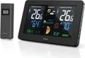 Produktbild: Hama Wetterstation Premium 186380 | Farbwetterstation | USB-Ladefunktion | Barometer | Hygrometer | Funkuhr | schwarz