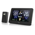 Produktbild: Hama Premium Wetterstation schwarz DCF-Funkuhr beleuchtetes Farb-Grafik Display