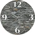 Produktbild: ARTland Glas Wanduhr Funkuhr - schwarzer Zeiger Schiefermauer Größe: 30x30 cm