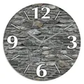 Produktbild: ARTLAND Wanddeko Wanduhr ohne Tickgeräusche aus Glas Funkuhr Ø 30 cm Rund Lautlos Ø 30 cm Schiefermauer J5PG