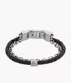 Produktbild: Fossil All Stacked Up Herren Armband Edelstahl Leder Schwarz Armkette NEU OVP