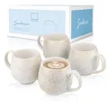 Produktbild: Santorini Steingut Kaffeetassen Set | Spülmaschinenfest | Handmade | Creme mi...