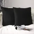 Produktbild: Barbons Kissenbezug 40x40 2er Set – Samt Dekokissenbezug weiche Kissenbezüge Kissenhülle mit Reißverschluss Kopfkissenbezug (40x40, Schwarz)