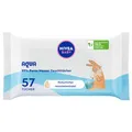 Produktbild: NIVEA Baby AQUA Feuchttücher, Baby Feuchttücher zur sanften Reinigung empfindlicher Haut, hypoallergene und parfümfreie Feuchttücher für Babys mit 99 % Wasser (1 x 57 Stück)