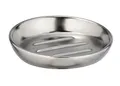 Produktbild: WENKO Seifenablage Badi Chrom matt, ideal für Duschgel ohne Verpackung oder festes Haarshampoo, hochwertige Keramik mit Metallic-Oberfläche, Seifenschale in Schlichter, einfacher Form, Ø 11,5 x 3 cm