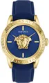 Produktbild: Versace VESN00322 V-Code Palazzo gold blau Leder Armband Uhr Herren NEU