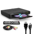 Produktbild: MAJORITY DVD Player | Region Free Mini DVD-Player Kompakt für TV/Fernseher | 1080p Upscaling, USB & CD Wiedergabe | Mit HDMI Kabel & Fernbedienung