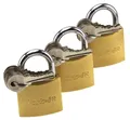 Produktbild: 3er Set Vorhängeschlösser 30mm gleichschließend 18 Schlüssel Vorhangschloss