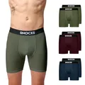 Produktbild: Snocks Lange Boxershorts Herren aus Bio-Baumwolle (6er Pack) - Ideal für Sport und Alltag - Kein juckendes Etikett und komfortabler Bund - Unterhosen Herren Gr.M, Farbe Mix (Navy/Rot/Olivine)